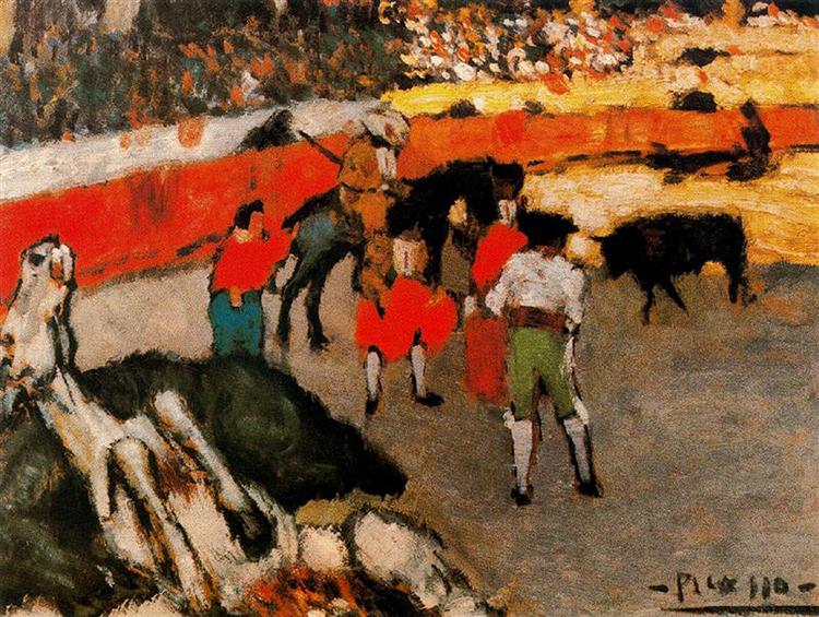 Pablo Picasso Oil Painting Bullfight Hunting And Racing Bulls